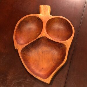 MCM Wood of the World Hand Carved Wood Leaf Tray